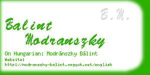 balint modranszky business card
